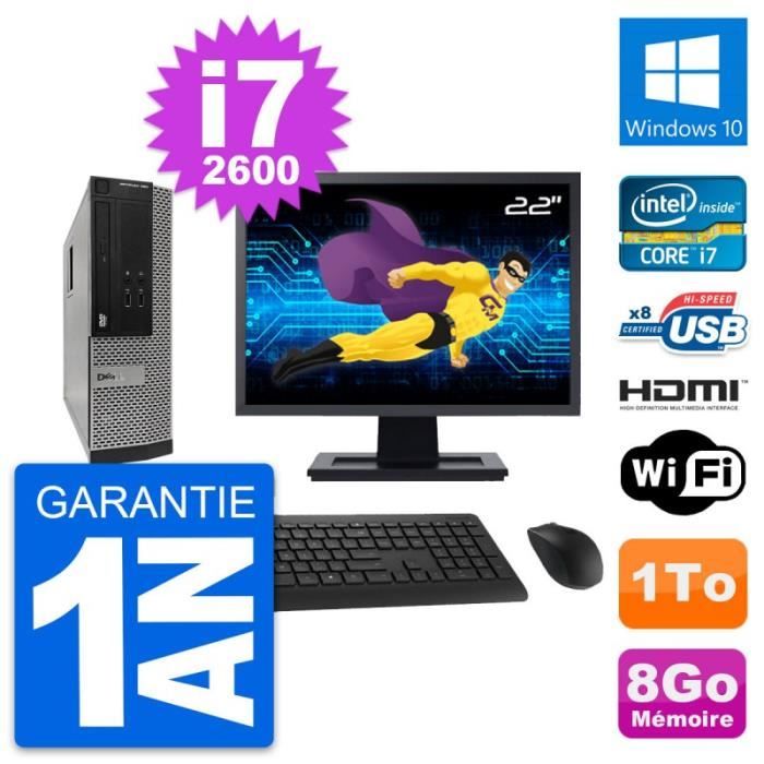 PC Dell 390 SFF Ecran 22 Intel i7-2600 RAM 8Go Disque 1To HDMI Windows 10 Wifi Reconditionné - Dell reconditionné disponible sur Cdiscount Seconde Vie