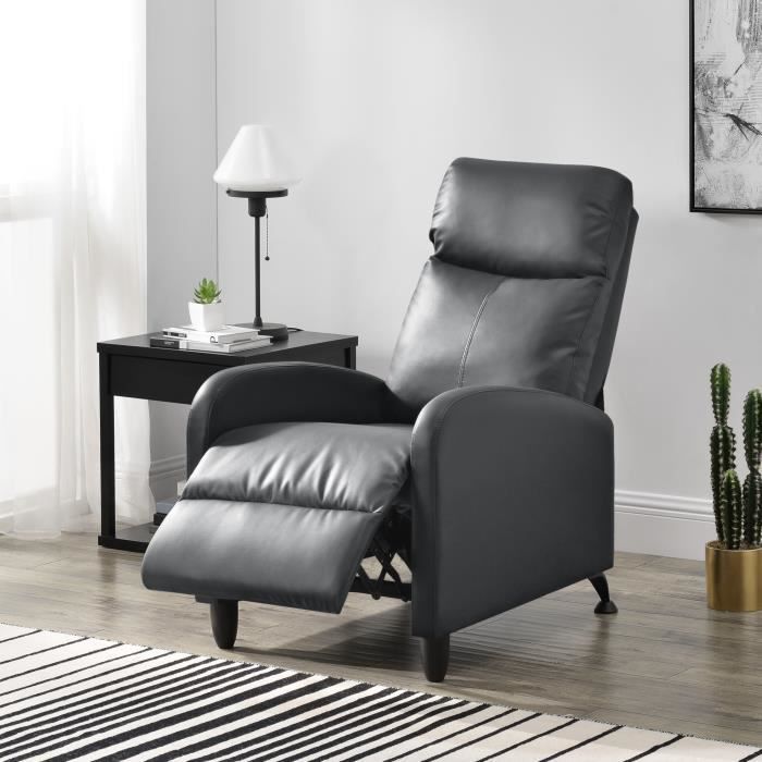 fauteuil relaxant bregenz inclinable et repose-pieds similicuir gris