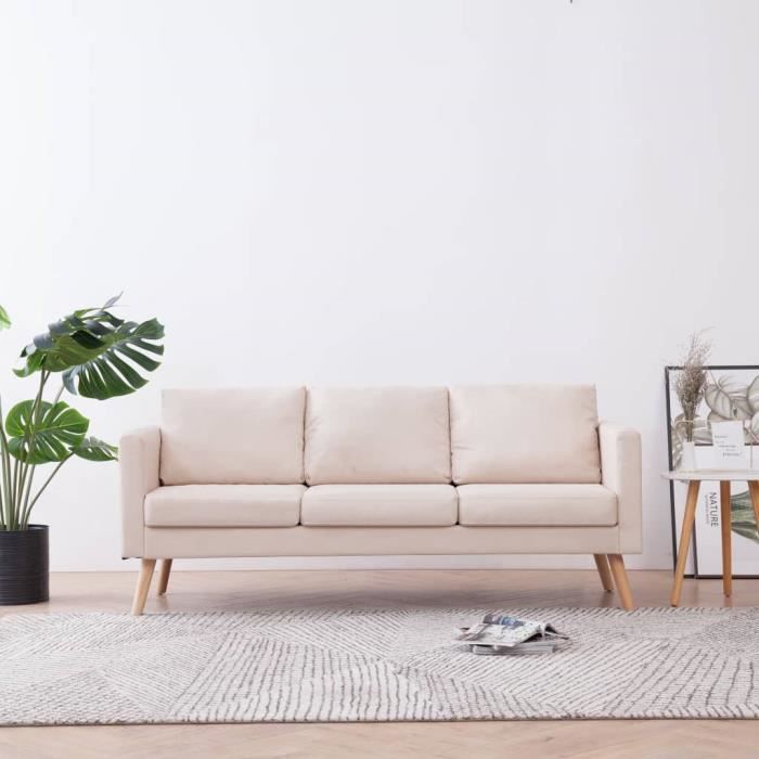 FAMIROSA Canapé à 3 Places Tissu Crème-352