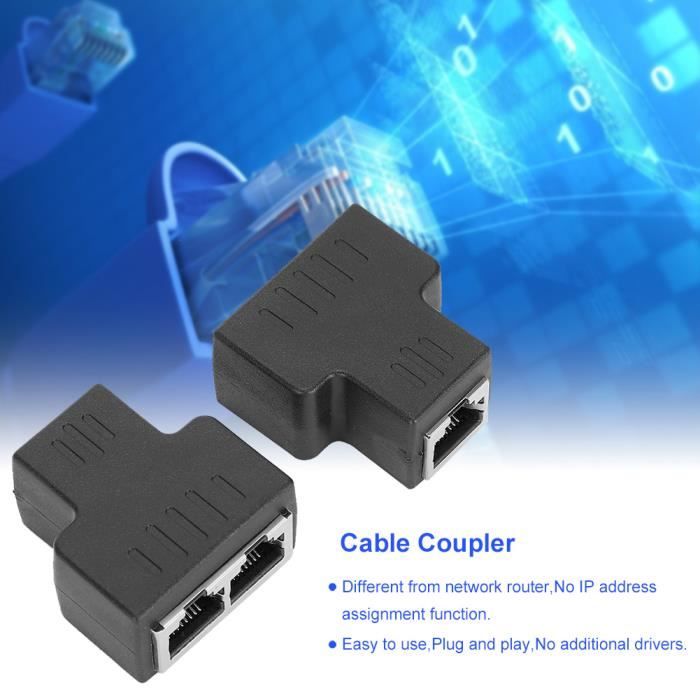 Répartiteur de rallonge de câble Adaptateur de Câble Ethernet 2 Pièces, Adaptateur  de informatique d'alimentation - Cdiscount Informatique