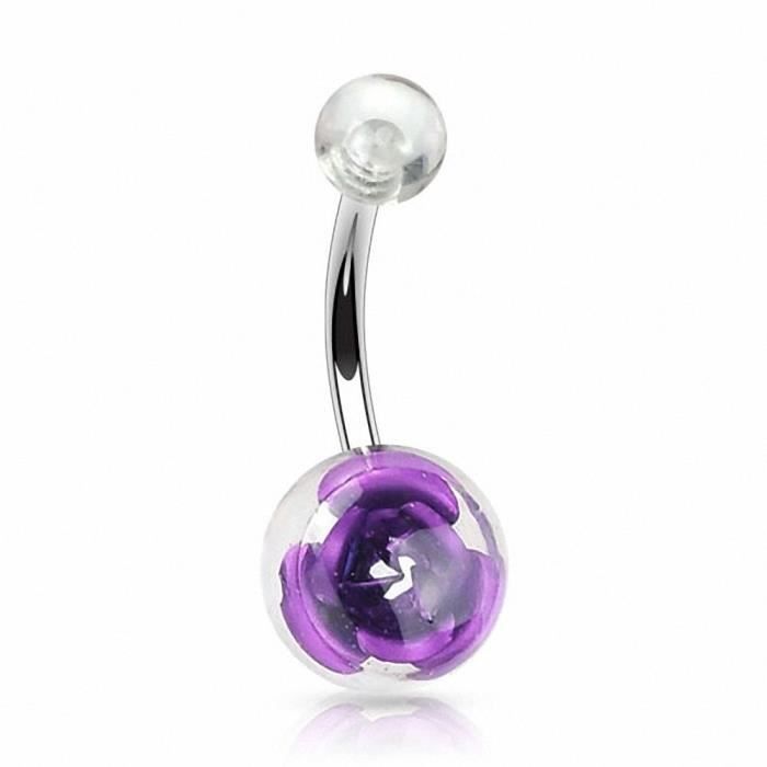 Piercing Nombril Rose Dans Une Boule Acrylique Violet Cdiscount Au Quotidien