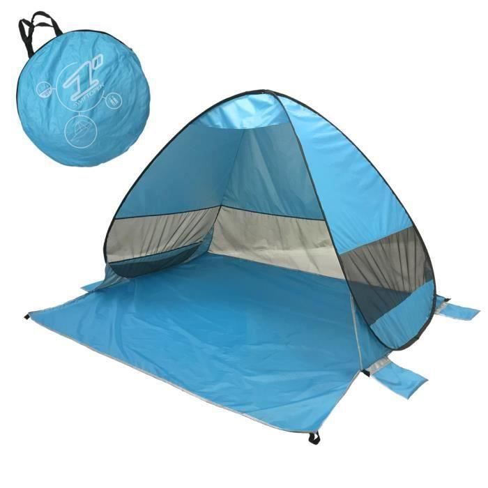 Tente De Plage Anti-UV CIXMUS UPF 50+ - Pour 4 Personnes - Portable Et Rapide à Monter - 215x135x120cm - Bleu