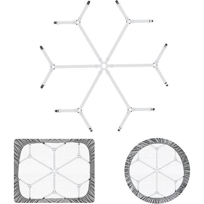 Attache Draps de Lit Tendeur élastique Réglables pour Drap de lit avec 12 Pinces Métalliques pour Matelas Planche à Repasser