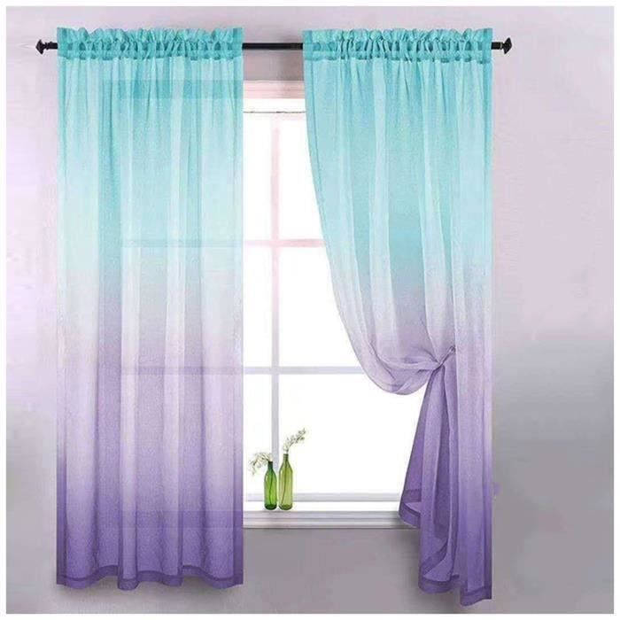 Rideau En Dentelle Voile - 140 Cm De Large, Hauteur 200-250 Cm, Bleu, Style Romantique - Neuf