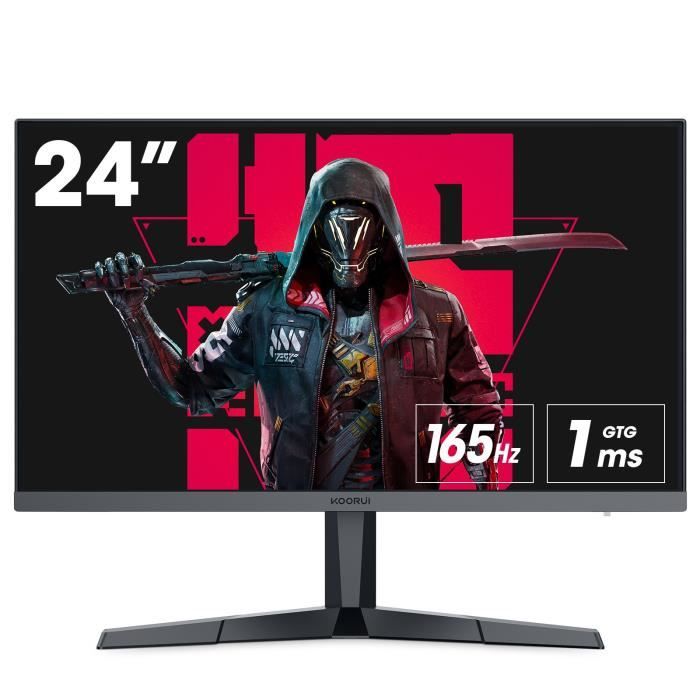 KOORUI Ecran PC Gamer 24 Pouces, 165Hz 1080p 1ms IPS, Moniteur PC HDMI, Angle de Vision de 178