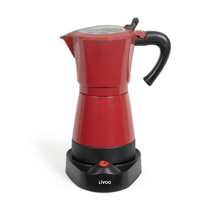 Cafetière italienne électrique LIVOO DOD117RC Coloris Rouge -  300ml 6 tasses 480W