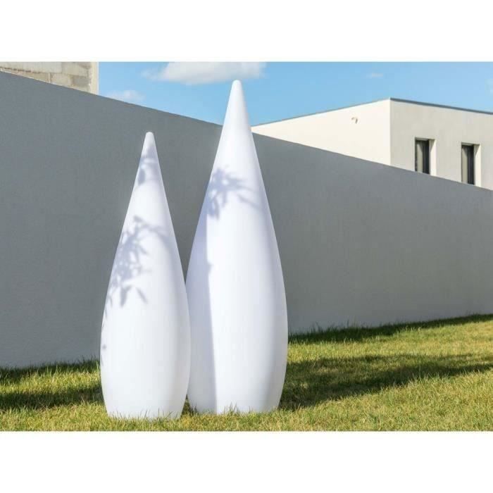 Lampadaire extérieur lumineux en polyéthylène forme Cyprès blanc CLASSY - 150cm - LUMISKY
