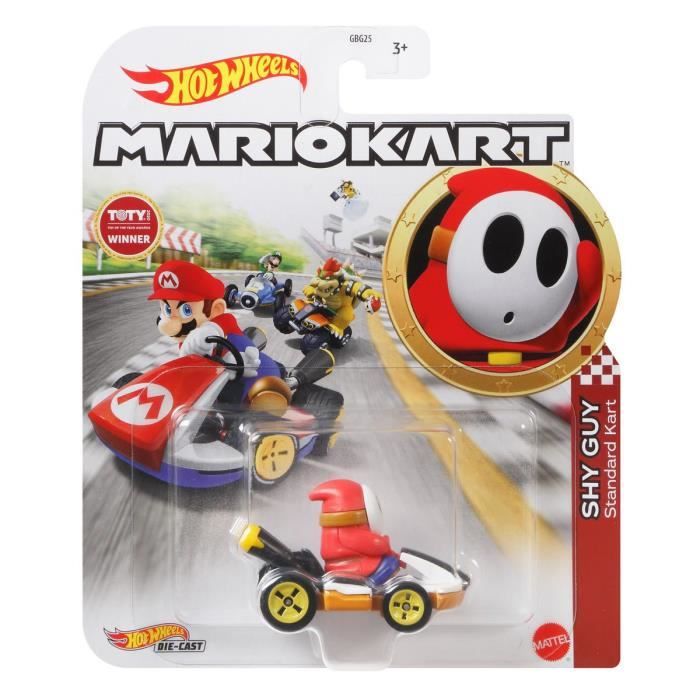 Hot Wheels Mario Kart – Yoshi Et Son Standard Kart Bleu – Véhicule Métal 1/64