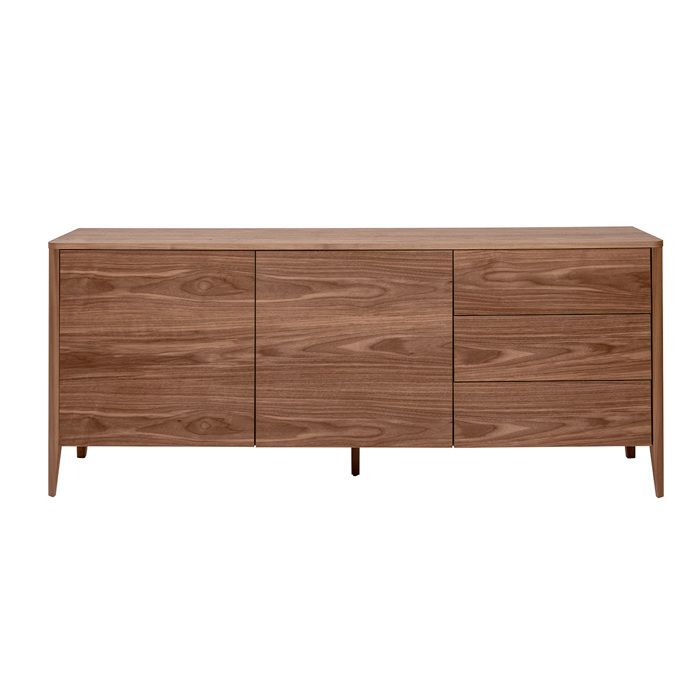 Miliboo - Buffet en bois foncé noyer 2 portes 3 tiroirs 180 cm BENJA