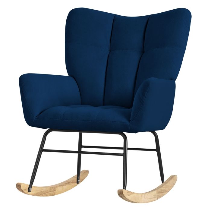 ML-Design Fauteuil à Bascule Bleu Foncé Housse en Tissu Éponge Structure en Acier Pieds en Bois Chaise Relax Oscillant Rembourré ML-Design Fauteuil à Bascule Bleu Foncé Housse en Tissu Éponge Structure en Acier Pieds en Bois Chaise Relax Oscillant Rembourré