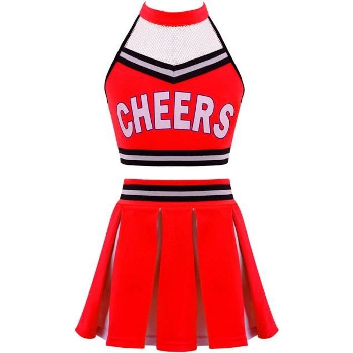Yoojia Enfant Fille Deguisement Pom Pom Girl Robe Costume Halloween Carnaval Uniforme Cheerleads Haut Top Et Jupe Danse 6 16 Ans Cdiscount Sport
