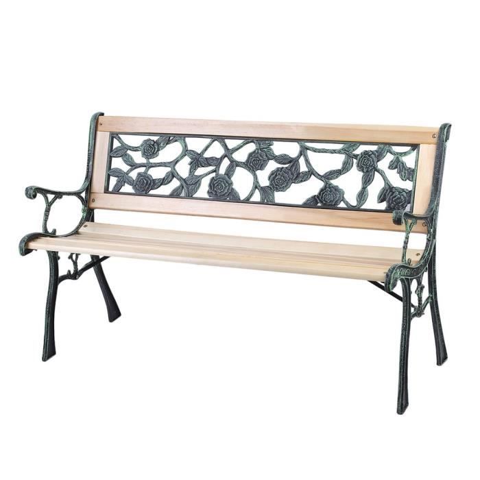 Outad Banc De Jardin Romantique 3 Places En Bois Et Fonte 125 39 73cm Achat Vente Banc D Exterieur Outad Banc De Jardin Romantiqu Cdiscount