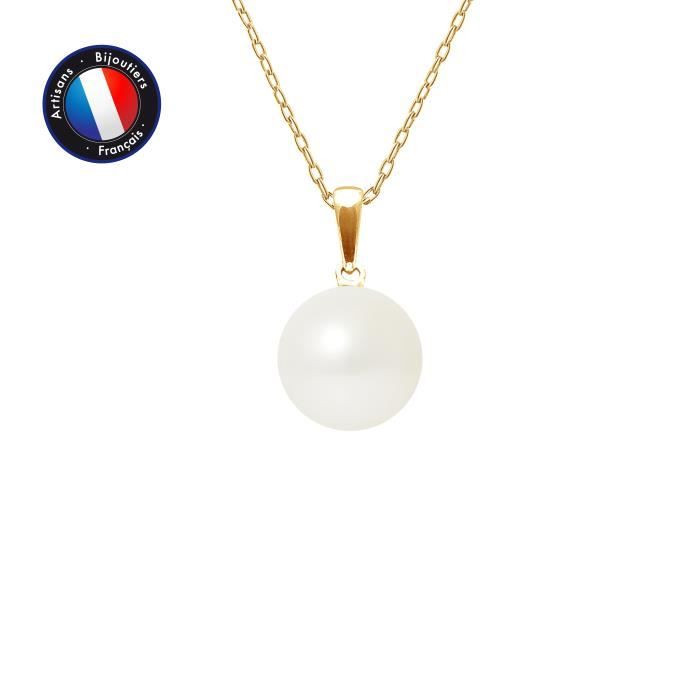 Pendentif - PERLINEA - Véritable Perle de Culture dEau Douce 9-10 mm - Or Jaune - Chaîne 42 cm Pendentif - PERLINEA - Véritable Perle de Culture dEau Douce 9-10 mm - Or Jaune - Chaîne 42 cm