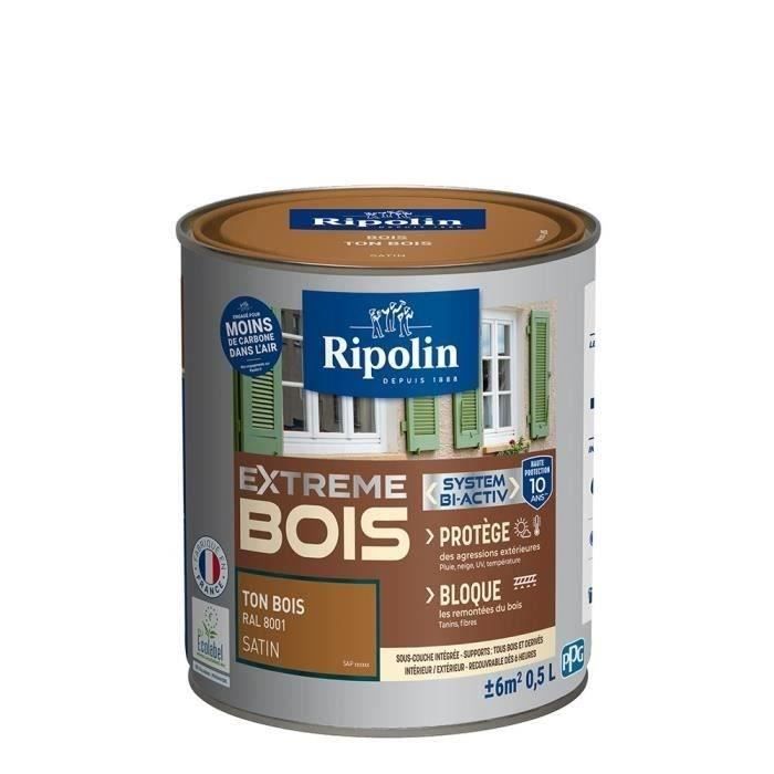 RIPOLIN Peinture Bois Satin Haute Protection 10 ans qui Protège et Magnifie vos Bois - Ton bois