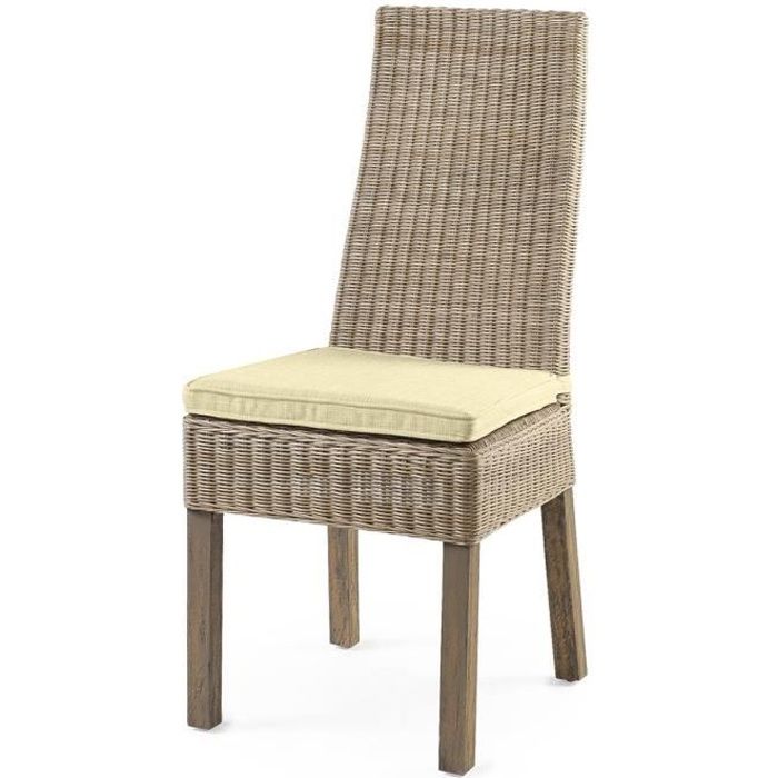 chaise en rotin calvi - rotin-design - osier/bois - gris - ethnique - 1 place - intérieur