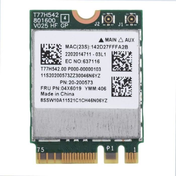 Carte WiFi 6E AX210NGW - Bluetooth 5.2 - Interface M.2 NGFF - Compatible Windows 10/11, Linux