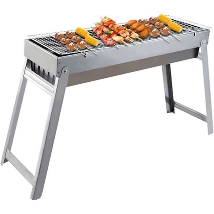 Barbecue Charbon De Bois Portable Et Pliable - 100x18x80 Cm - Alliage Zinc-fer - Idéal Jardin, Terrasse, Camping