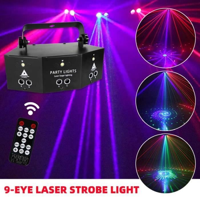 Lampe de projecteur Laser DMX 9 yeux motif stroboscopique Laser