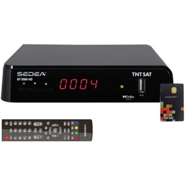 SEDEA ST5300 Récepteur TV satellite HD + Carte TNTSAT V6 Astra 19.2°E 3 Noir