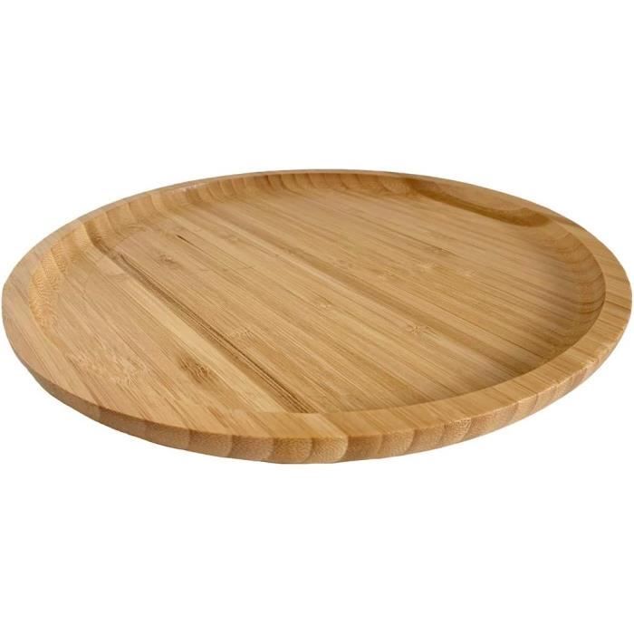 Plateau De Service Rond En Bois - 3 Tailles (15,2 Cm, 20,4 Cm, 25,5 Cm), Naturel, Pour Présentation Nourriture, Décoration Maison