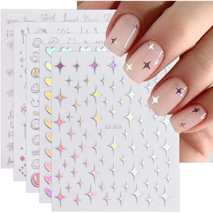 Stickers Autocollants Nail Art Motifs Cœur Rose Et Blanc - Accessoire Ongles Neuf
