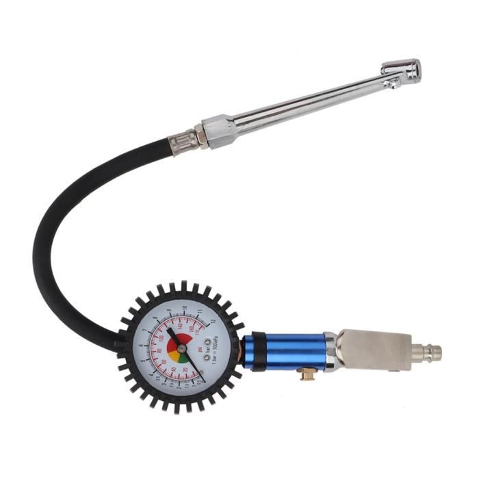 Manomètre Pression Pneus Avec Pistolet De Gonflage - Plage 0-220 PSI, Pour Voiture, Moto, Vélo, Camion