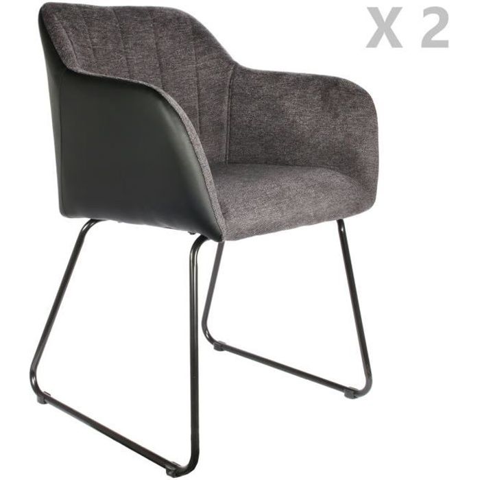 fauteuils de table industriel memphis - gris - the concept factory - lot de 2 - l. 56 x l. 60 x h. 84 cm