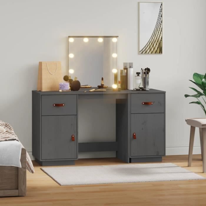 Ensemble de Coiffeuse | Table de maquillage | Coiffeuse Maquillage avec LED vieux bois bois d
