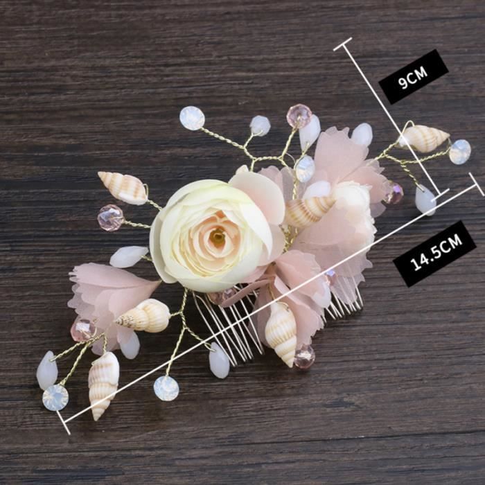 Set De 4 Accessoires Cheveux Mariage HABNI – Peigne Et épingles à Fleurs, Perles Et Strass (blanc Nacré) - 5
