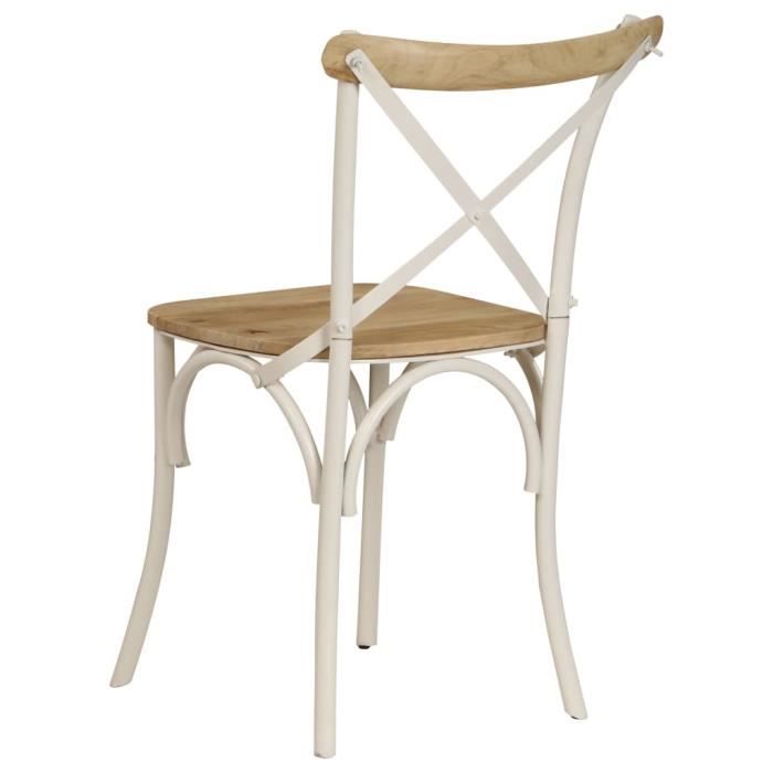 wxs - fauteuils et chaises - chaises à dossier croisé 4 pcs blanc bois de manguier massif