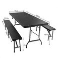 Casaria® Ensemble table et 2 bancs pliant cadre métal 180 cm 8 personnes effet polyrotin intérieur extérieur terrasse-1