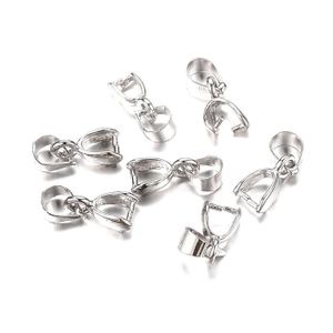 LA BOUTIQUE DE KARINE 15 Bélières Attache Pendentif Métal Argenté 6x19mm - Sans Nickel - Création Bijoux