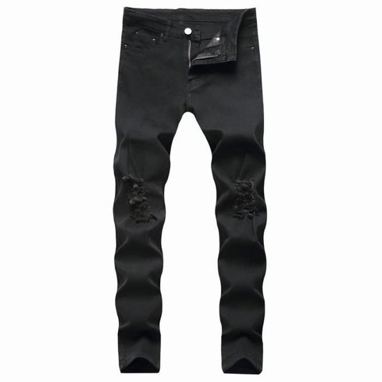 Jean homme Jean coupe slim en denim dechire Noir Noir Cdiscount Pret a Porter
