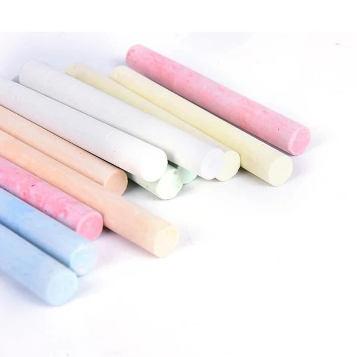 Craies Extérieures Sans Poussière – 12 Couleurs + 12 Porte-Craies – Hydrosolubles, Non Toxiques – Pour Tableau Ou Trottoir