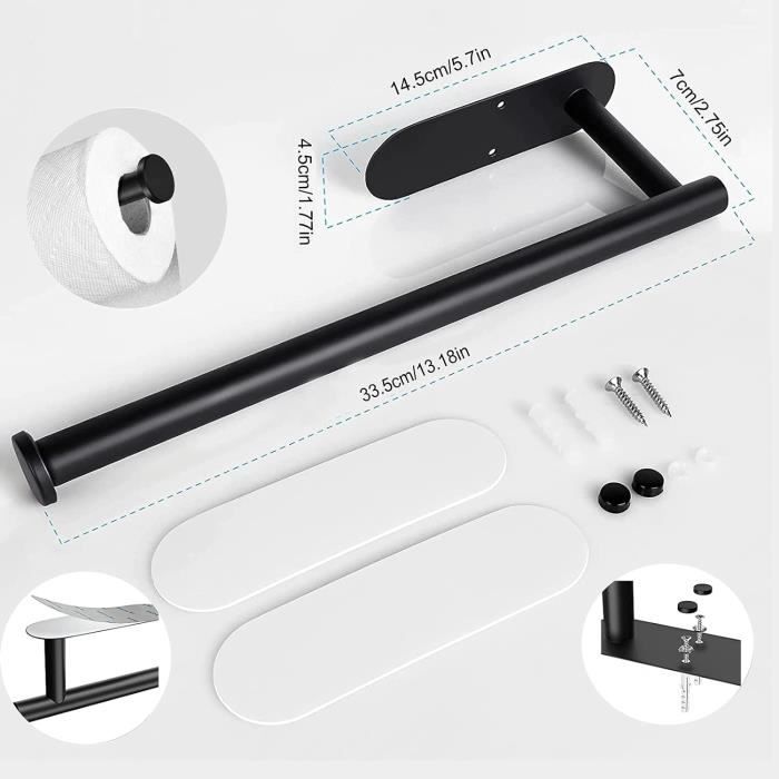 Lot De 2 Porte-rouleaux De Papier Toilette Noir En Acier