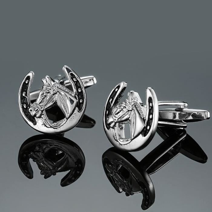 Boutons De Manchettes Camée Cheval En Résine - Neuf Avec étiquettes, Marque A Bijoux