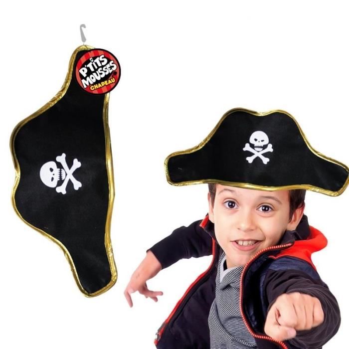 Chapeau de pirate en feutre noir pour enfant dès 3 ans