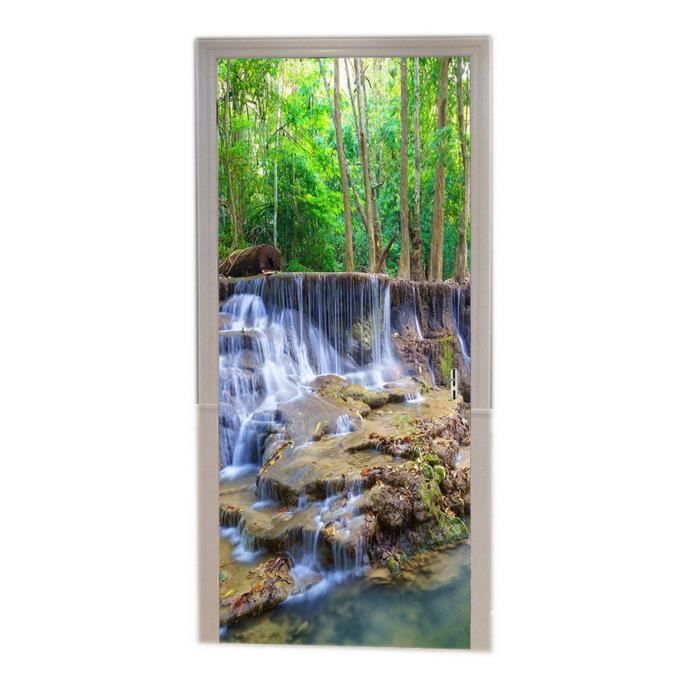 Sticker Porte Autocollant Poster De Porte 3D Forêt Tropicale Humide