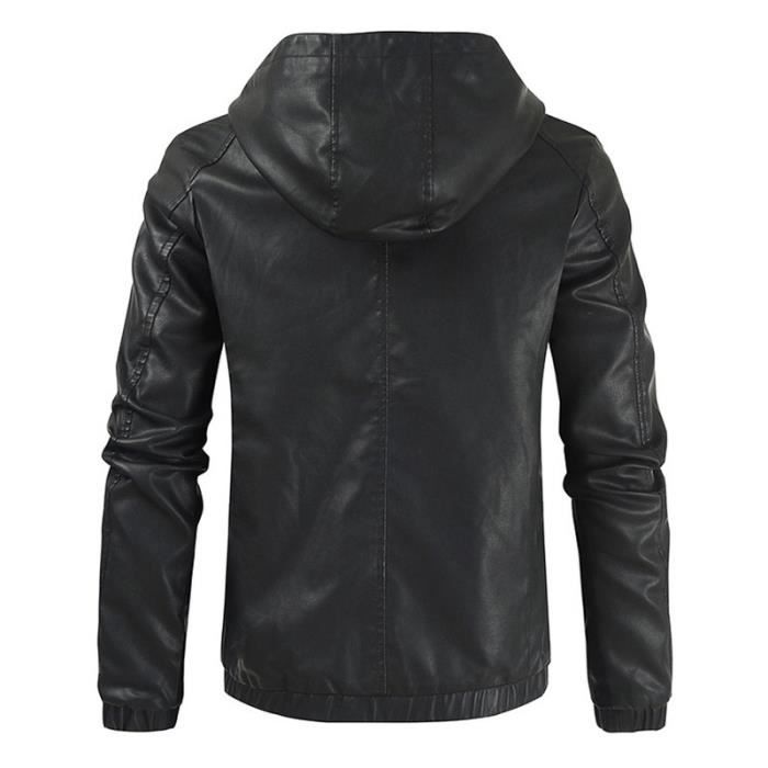 Blouson En Cuir à Capuche - Style Moto Easy Rider - Taille S