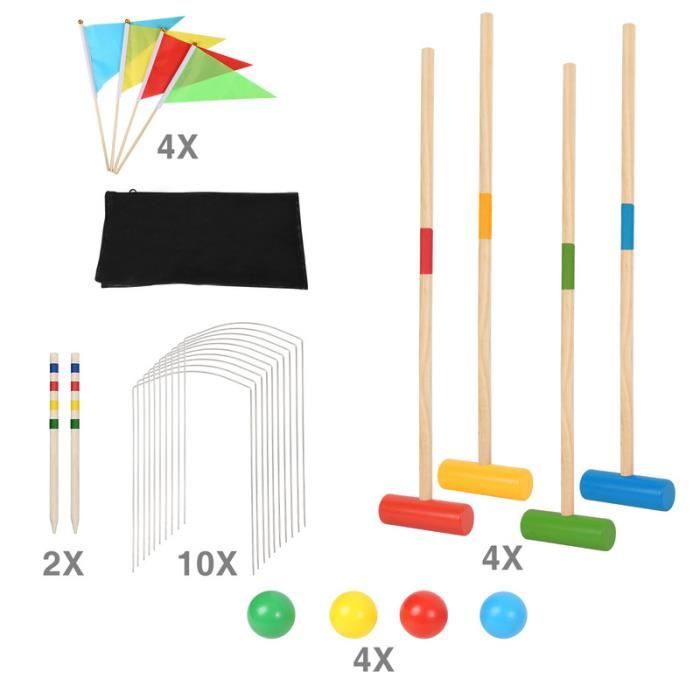 TolleTour Jeu de croquet en bois, Ensemble de croquet pour 4 joueurs