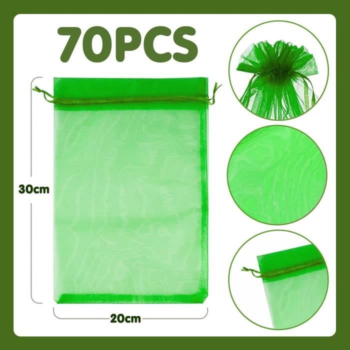 Sachet Protection Raisin,50 Pièces Sac De Protection Fruits, Sachets En Organza Respirant Avec Cordon De Serrage 15cm X 20cm Pour Poteger Fruit Vert 98845219