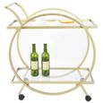Akozon meubles de maison Chariot à boissons à 2 couches avec roulettes Chariot de bar amovible pour la cuisine à la maison-2