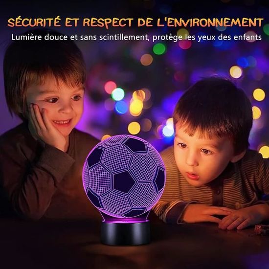 ZGEER Cadeau Foot Garcon Enfants Fille,Football Veilleuse Enfant 3D Lampe  Optique Decoration Changeantes Cadeau d'anniversaire Noël