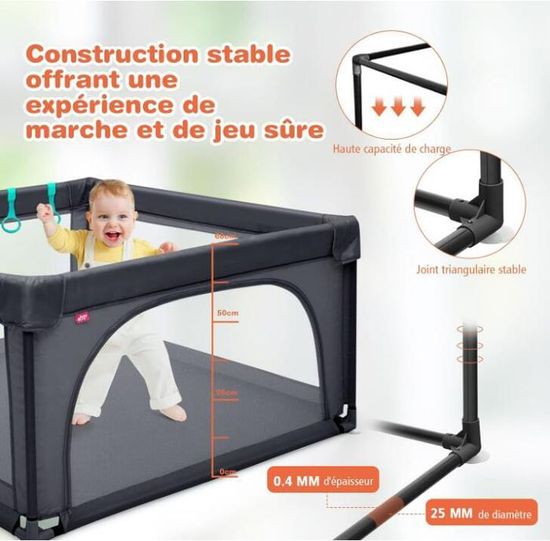 DREAMADE Parc pour Bébé Pliable 124X124CM en Tissu Oxford, avec Maille Respirante, 50 Balles