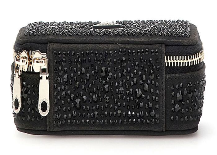 GUESS Small Jewelry Case – Schwarze Schmuckschatulle, 16x7x4 Cm, Mit Reißverschluss & Fächern