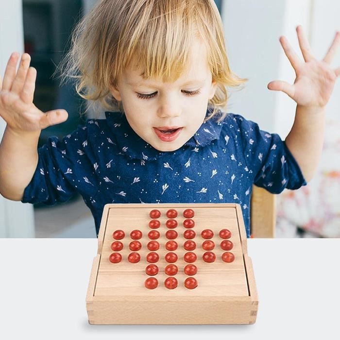 OOKWE Wooden Solitaire Board Game, Europe Board Game Unique Funny Single  Chess 