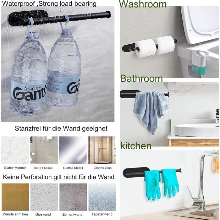 Porte-Serviettes Pivotant Sans Perçage Avec 5 Barres Pivotantes Et