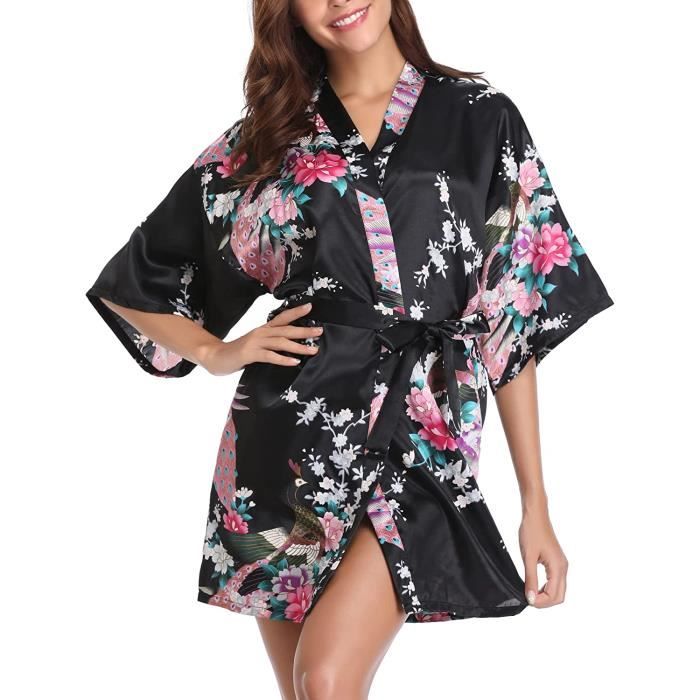 Kimono Japonais Femme Mariage Satin Court Peignoir Bride Paon Kimono Mariage Peignoir Bridesmaid Chemise de Nuit M 1594 Cdiscount Maison