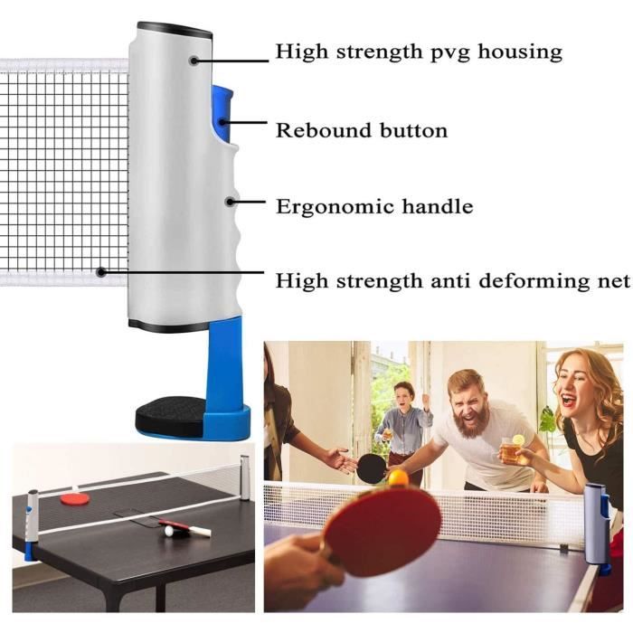 Filet de ping-pong rétractable Filet pour tennis de table Portable