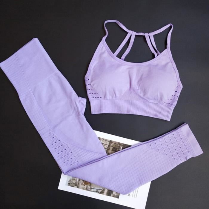 Ensemble Sport 3 Pièces Femme Sans Couture – Veste Zippée + Brassière + Legging Taille Haute